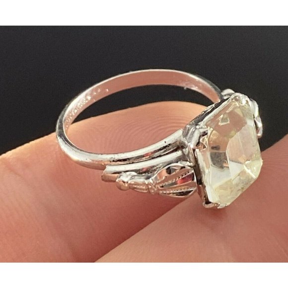 Vintage Ring Size 6 Sterling Silver Cut Quartz Shank Ornate - Picture 4 of 7